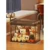 Contenedor de almacenamiento para muñecas, peluches, muñecas y bloques de construcción, una herramienta de organización para el hogar, canasta transparente de gran capacidad para exhibición