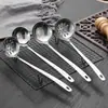 Cuchara de Sopa de Acero Inoxidable Engrosada Juego Grande para Servir Sopa con Mango Largo, Espumadera Engrosada para Hot Pot de Cocina Doméstica Fábrica
