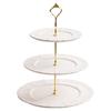 Plato de Cerámica con Encaje en Relieve Estilo Nórdico Simple para Dim Sum, Banquete de Té de la Tarde, Pastel, Bocadillos, Fruta, Plato de Tres Pisos
