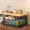 Estante de almacenamiento de escritorio para cafetera, bolsitas de té y tazas de agua, cesta de almacenamiento a prueba de polvo tipo cajón, caja de almacenamiento de gabinete para mesa de comedor de encimera