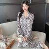 Pijama de Hilo de Hielo para Mujer de Comercio Exterior Transfronterizo Traje de Cárdigan Delgado para Primavera y Otoño Ropa de Casa de Manga Larga Sedosa Imitación de Seda