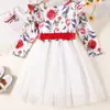 Vestido de Performance Nuevo para Niñas de Comercio Exterior con Lazo de Dibujos Animados Puntos Vestido de Princesa de Manga Corta de Longitud Media