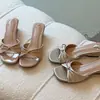 Sandalias elegantes Chuyuji de estilo francés con lazo y tacón grueso, nuevas sandalias tipo chancla deslizables versátiles de verano