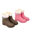 Botas de Chuva para Mulheres, Botas de Chuva Estudantis Coreanas, Sapatos de Borracha Aveludados de Inverno, Galochas Antiderrapantes com Solado Grosso, Calçados Externos da Moda, Sapatos Aquáticos Fofos