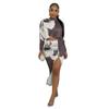 K10810 Amazon Europa y Estados Unidos suministro transfronterizo de ropa de mujer impresión de moda sexy impresión falda de manga larga conjunto de dos piezas