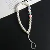 Cordão de amor DIY feito à mão com contas coloridas corrente de pérolas em forma de coração pingente para capa de celular acessórios de joalheria pingente