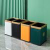 Cubo de basura de plástico auto sellante con tapa abatible y borde dorado de lujo ligero para uso doméstico, papelera redonda grande para cocina y baño