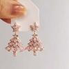 Pendientes de estrella de cinco puntas de árbol de Navidad rosa para mujer, pendientes de moda, de lujo ligero, elegantes, dulces y suaves para Navidad, pendientes de tendencia