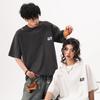 Camiseta Holgada Casual de Verano de Marca de Moda Pesada Retro Americana con Estampado de Letras para Hombre y Mujer, Cuello Redondo, Manga Corta