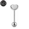 Joia de piercing para língua G23 de liga de titânio, novo, transfronteiriço, amor com pedra olho de gato incrustada, prego de língua em forma de coração, cor mágica, 14G, F136