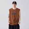 Camisa sem Manga 100% Algodão Masculina Verão Nova Marca Tendência Fresca Solta Sem Mangas Camiseta Masculina Juventude Colete Esportivo Casual Camiseta Masculina