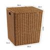 Cesta de Almacenamiento, Cesta para Ropa Sucia, Cesta de Mimbre Tejido para Ropa Sucia con Tapa, Caja Grande de Almacenamiento para Artículos Varios, Cesta Tejida de Plástico