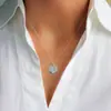 Colar Cruz Quadrado de Cristal Zircônia Simples Europeu e Americano Cor de Aço Pingente Redondo Corrente Clavícula Acessórios Unissex