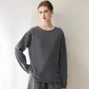 Suéter de cashmere gola redonda feminino outono e inverno novo pulôver de manga comprida solto suéter de tricô cor sólida suéter de base