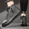 Botas de combate altas estilo retro, a la moda, para hombre, con diseño de inspiración británica, parte superior de piel, cremallera lateral, suela gruesa y construcción antideslizante, perfectas como botas de trabajo