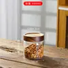 Frasco Sellado de Vidrio Roscado de Madera de Acacia, Botella de Vino de Vidrio, Frasco de Almacenamiento, Frasco para Té, Frasco para Miel, Frasco para Almacenamiento de Granos