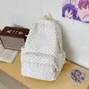 Mochila de estilo ins coreano estilo universitario con lunares de alta apariencia para estudiante de secundaria, mochila de viaje dulce estilo chica suave con encaje