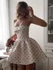 Moda Feminina Nova Primavera/Verão 2026 Transfronteiriça High-End Vestido Curto Sexy Slim Strapless Retro de Bolinhas