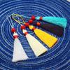 Xinfang 13cm Borla com Contas Fio de Costura Colorido Contrastante Pingente de Marcador de Página com Borla Colorida Acessórios da Dinastia Han Fabricante Joias com Contas Atacado