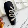 Nueva joyería de uñas de aleación de serpiente y escorpión transfronteriza, pegatinas de uñas negras con pistola de oro y plata, joyería de uñas de Buda tridimensional al por mayor