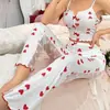 Europa y Estados Unidos transfronterizo nuevo sexy malla costura impresa pijama dos piezas mujeres ropa de casa traje al por mayor