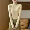 2025 novo outono e inverno gola de pelo forrada de fleece blusa básica feminina cor sólida quente manga longa justa top customizável