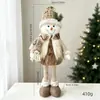Muñeco de Navidad tejido estilo bosque vintage con piña, piernas largas retráctiles, figura de elfo y Santa Claus, decoración navideña