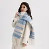 Colección de Bufandas de Mohair de Color Sólido de Otoño e Invierno, Bufandas Atmosféricas Estilo Coreano, Bufandas Chal Ampliadas y Engrosadas al por Mayor