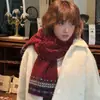 Novo cachecol de lã tricotado para mulheres, outono e inverno, jacquard retrô coreano, espessado e quente, versátil e estiloso