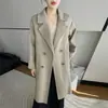 Nuevo abrigo de lana de doble cara para otoño e invierno para mujer, largo, holgado, adelgazante, 100% lana