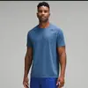 Camiseta Lulu Masculina Fina Esportiva Gola Redonda Secagem Rápida Manga Curta Yoga Fitness Absorvente de Suor Respirável 5303 Gerenciamento de Umidade