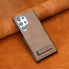 Adecuado para Samsung S25Uitra Funda para Teléfono Móvil Soporte Cuero Galvanizado S24Plus Todo Incluido Negocios S23 Anticaída Funda de Cuero