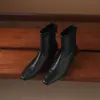 Botas de Moda Británicas Simples Elásticas Adelgazantes de 5cm 2026 Otoño/Invierno Nuevas Botines Cortos de Punta Cuadrada con Tacón Grueso y Cierre Trasero