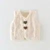 Colete de bebê para outono e inverno, peça externa unissex para bebês e crianças pequenas, forrado com fleece, novo estilo coreano, jaqueta moderna e versátil
