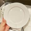 Plato plano de cerámica, plato poco profundo, para hotel, comercial, occidental, presentación de bistec, vajilla redonda blanca pura, plato grande, plato de cerámica