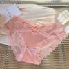 Carta de amor da lua de neblina ~ Roupa íntima de cetim francesa de luxo leve, calcinha de cintura média feminina sexy de renda e algodão, virilha confortável