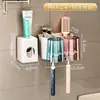 Suporte para Escova de Dentes, Prateleira Multifuncional de Parede para Escova de Dentes Elétrica e Copo de Enxaguante Bucal, Sem Furos