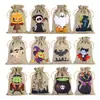 Venda Quente Transfronteiriça Halloween Saco de Tecido de Linho com Cordão Bolsinho Embalagem para Doces e Presentes de Halloween Bolsinho com Cordão de Linho
