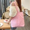 Bolsa de Lona a Cuadros de Gran Capacidad Japonesa Bolsa de Compras Bolsa de Hombro para Estudiante Bolsa Escolar Bolso Tote Vintage Bolso Tote de Moda