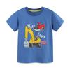 Terno infantil de moda estilo europeu e americano, verão novo, terno de manga curta para meninos, roupa infantil de algodão tricotado com estampa de carro de desenho animado