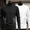 Camiseta de manga larga para hombre de color liso Sorona, versátil, corte holgado, cuello redondo, para primavera y otoño, top casual moderno