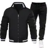 2024 Nueva Chaqueta Casual de Moda Transfronteriza para Hombre Primavera y Otoño Deportiva de Color Sólido Conjunto de Chaqueta para Hombre