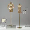 Tienda de ropa maniquí de cuerpo plano original soporte de exhibición maniquí de ventana de medio cuerpo plano de pecho femenino maniquí de papel kraft retro para ropa femenina