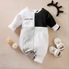 Ropa de una pieza estilo universitario para bebés Niños Primavera y Otoño Ropa de Bebé Algodón Grado A Recién Nacido Luna Llena Un Año Ropa para Gatear Artículos Claros