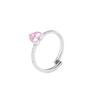 Anillo de circón con forma de corazón de melocotón, engaste en garra, anillo de ajuste de apertura de piedra, fila de 10 granos, garra, arrastre, anillo para dedo índice, acero de titanio pulido espejo