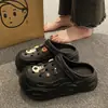 Zapatos con Agujeros de EVA para Mujer Verano Moda Exterior Slip-on Antideslizante Suela Gruesa que Aumenta la Altura Estilo Nuevo Sandalias de Media Punta Baotou