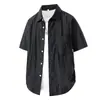 Camisa Funcional de Manga Corta de Secado Rápido para Hombre con Sensación de Hielo para Exteriores en Verano, Camisa Negra para Hombre, Suministro Transfronterizo, Color Sólido