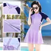 Traje de baño talla extra en stock para mujer, diseño conservador para cubrir el abdomen, adecuado para nadar, deportes y aguas termales, traje de baño de una pieza