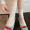 Calcetines de Encaje Youjiaxiu para Mujer Primavera y Verano Estilo Ballet Calcetines de Malla Hueca con Pelo Calcetines Lolita de Media Pantorrilla