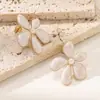 Pendientes de Acero Inoxidable Elegantes con Flor de Colores y Gota de Aceite para Mujer, Pendientes de Lujo Ligero Exquisitos, Venta al por Mayor de Joyería